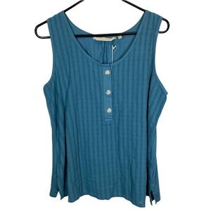 Soft Surroundings Sinclair Blue Subtle Stripe Sleeveless Tank Top M